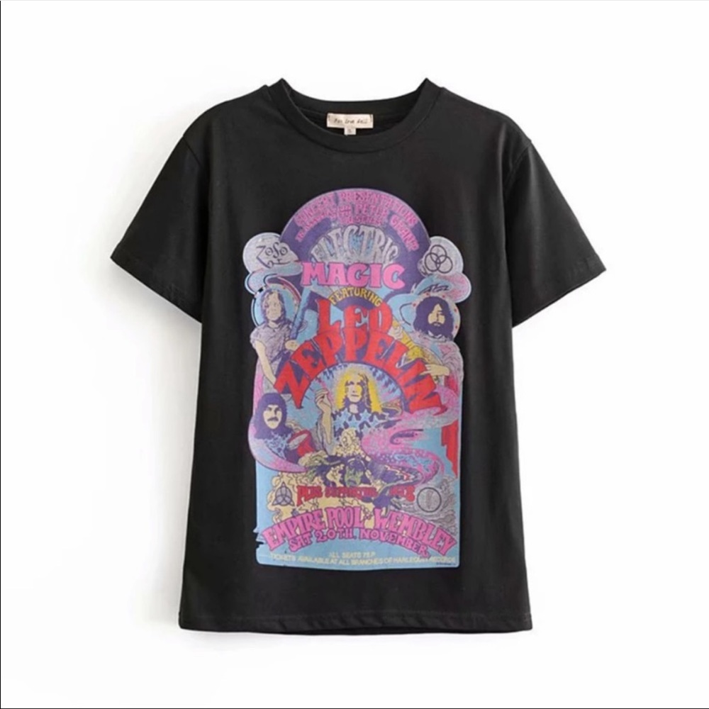 Black Led Zeppelin Electric Magic Graphic Tee T - Picture 2 of 3